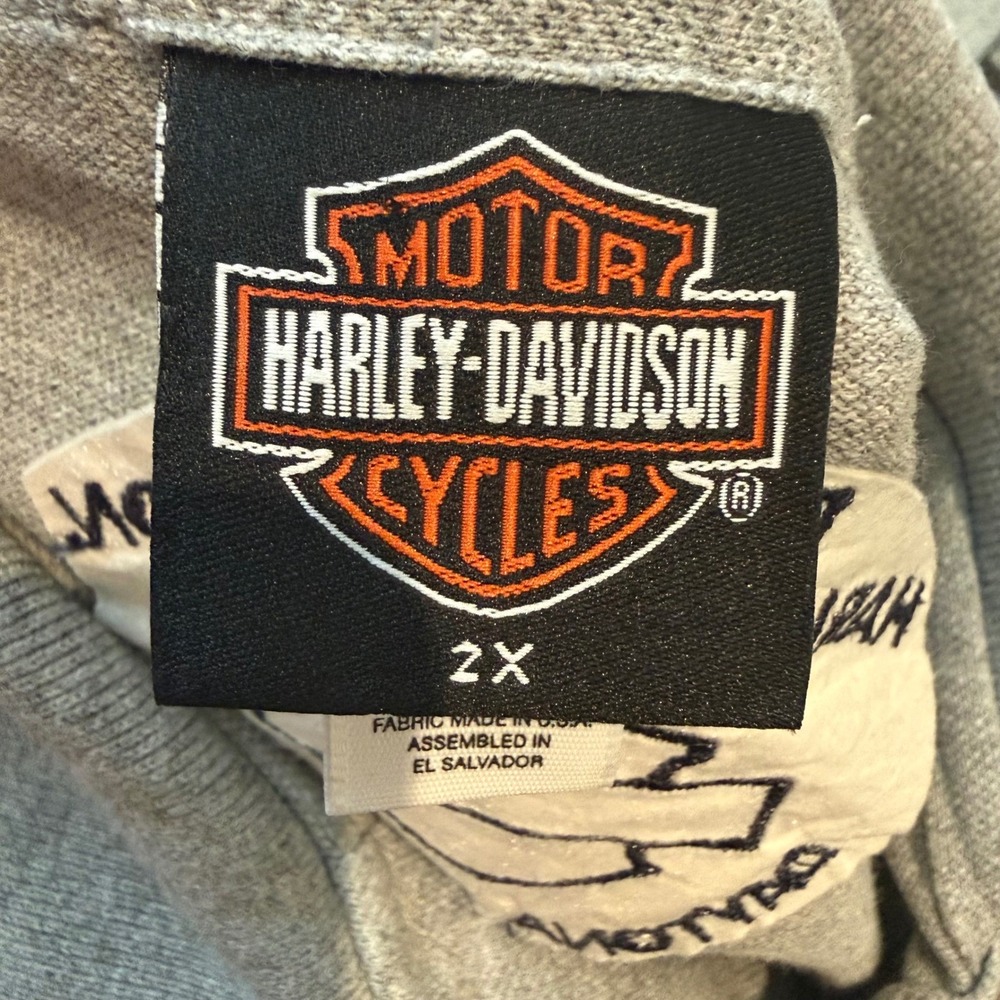 Harley Davidson Mens‎ 2X Polo Shirt Gray Short Sleeve Daytona Beach Florida Logo - Picture 5 of 9